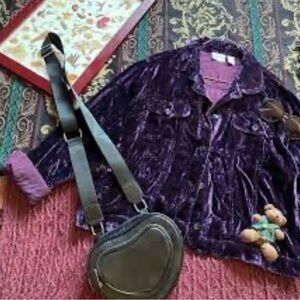 Chico's Deep Purple Velvet Button Jacket